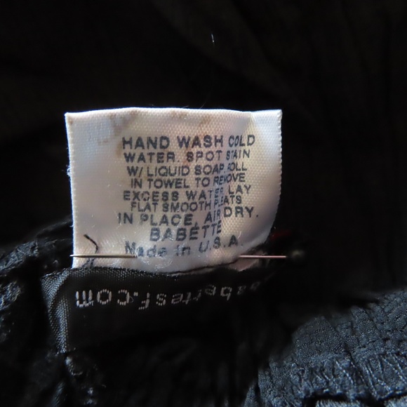 Babette Black Pants M Crinkle Polyester Elastic Waist - Picture 4 of 4